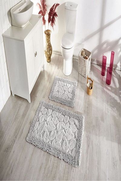 Çapa Home Çapa Home Cotton 2-Piece Bath Mat Leaf Pattern