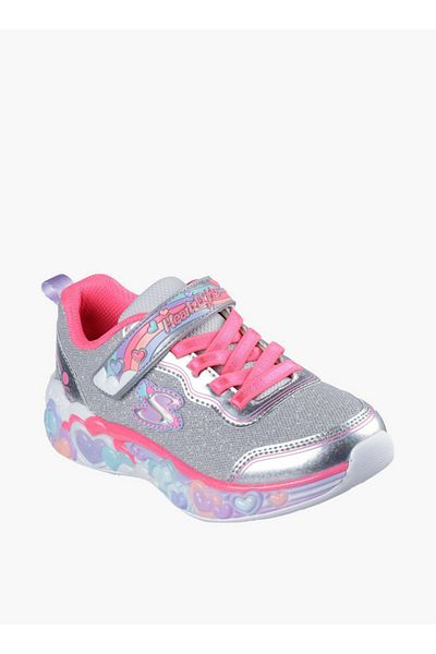 SKECHERS Girls' ETERNAL HEART LIGHTS Sports Shoes with Hook and Loop Closure - 302697L-SMLT