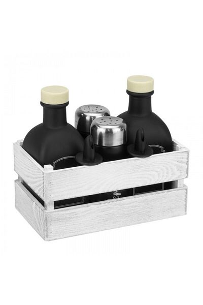 Raki 5-piece OLD FASHIONED Oliviera set with white vintage wooden crate stand