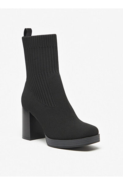 Missy Knit Textured Slip-On High Shaft Boots with Block Heels