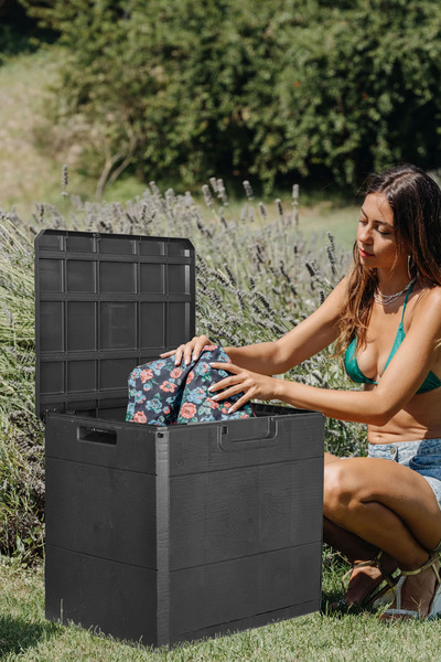 Binbirreyon Kapaklı Bahçe Depolama Sandığı Bahçe Dolabı Plastik 90Lt 50x45x50...