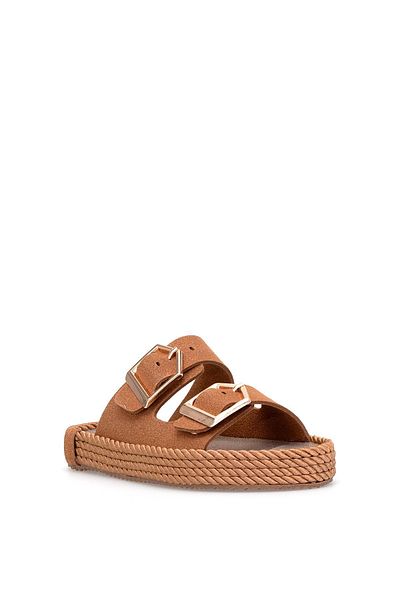 Ayakkabı Fuarı Elit Pm46 K01T Women's Flat Slippers Brown