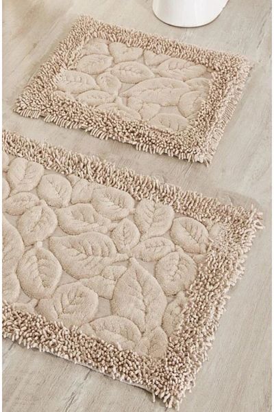 Çapa Home Çapa Home Cotton 2-Piece Bath Mat Leaf Pattern