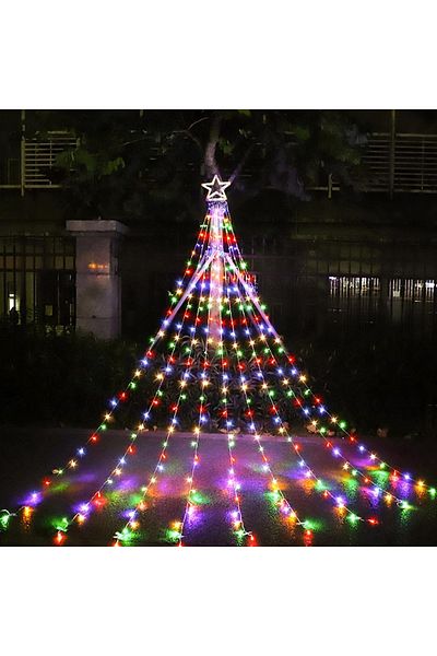 divendi-ro Christmas Installation, Star Curtain Type, 210 LEDs, IP44, Outdoor/Indoor, 2.5m, Warm White