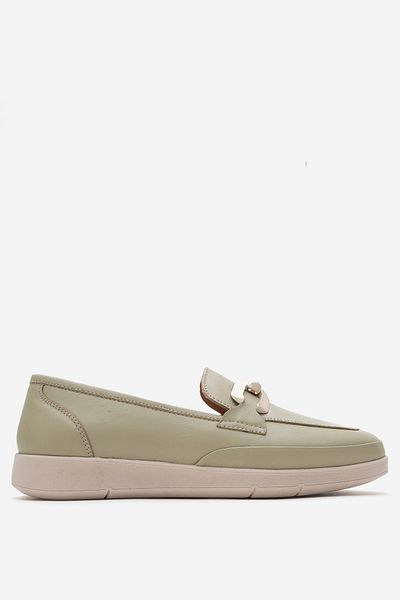 Dericlub Women's Orthopedic Buckle Casual Loafer Shoes Real Leather Cr 2202 Water Green
