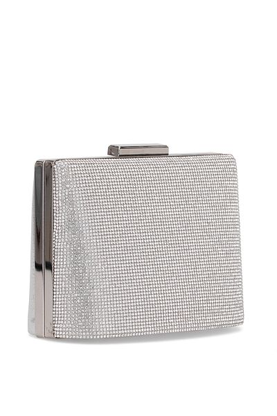 VAROL ÇANTA Varol 380t Women's Diamond Evening Dress Bag Silver
