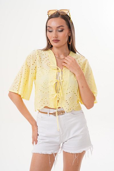 ŞİMAL Women's Laser Cut Lace Detailed Blouse 250615 -