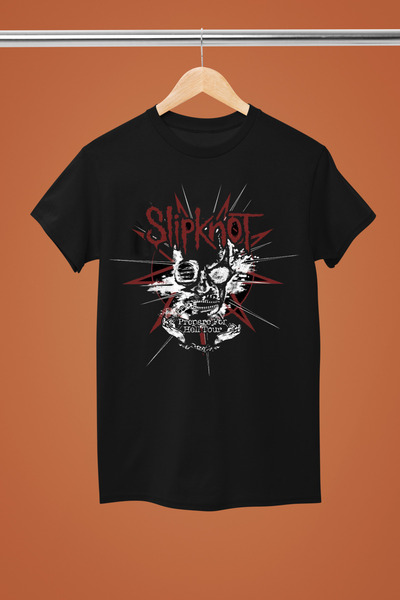 MAGORS تيشيرت روك من القطن بأكمام قصيرة وطبعة SLIPKNOT