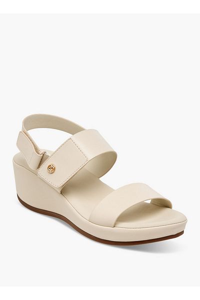 Paprika Women Solid Wedge Heel Comfort Sandals with Hook and Loop Closure