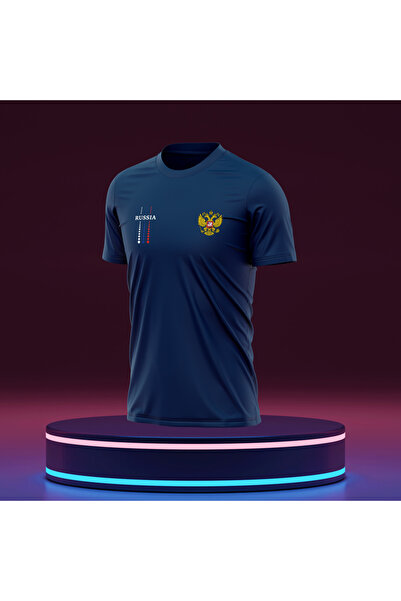 Bulvar Lee Ανδρικό καλοκαιρινό μπλουζάκι με λαιμόκοψη Ρωσία με τύπωμα