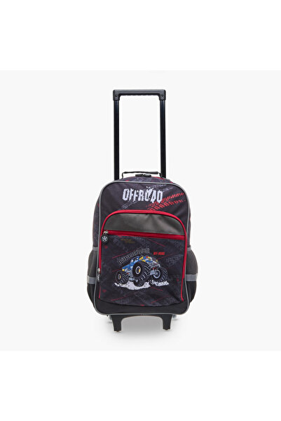 LBL by Shoexpress حقيبة ظهر بعجلات بطبعة جرافيكية ومقبض قابل للسحب - 44×16×30 سم