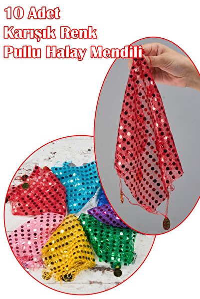 Dantelux 10 Adet Klasik Pullu Halay Mendili - Karışık Renkli