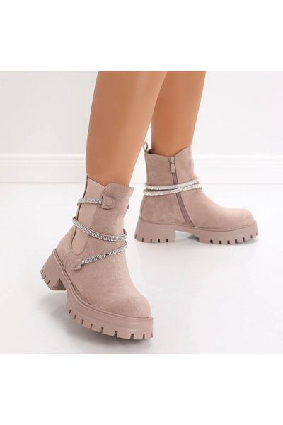 MODA STİL Ghete Dama Imblanite Bej din Piele Ecologica Intoarsa Sulmin, 40