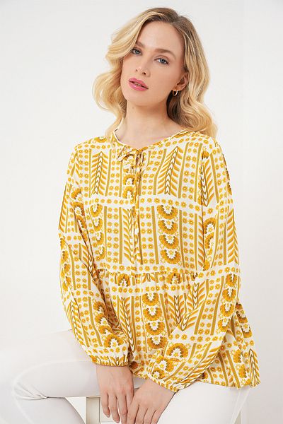 Bigdart Women's Patterned Long Sleeve Blouse 970 - Yellow