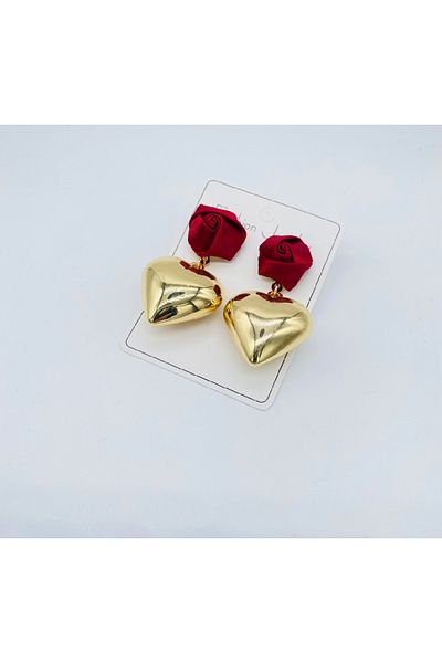 Petra Jeweils Heart Bow Rose Detailed Earrings