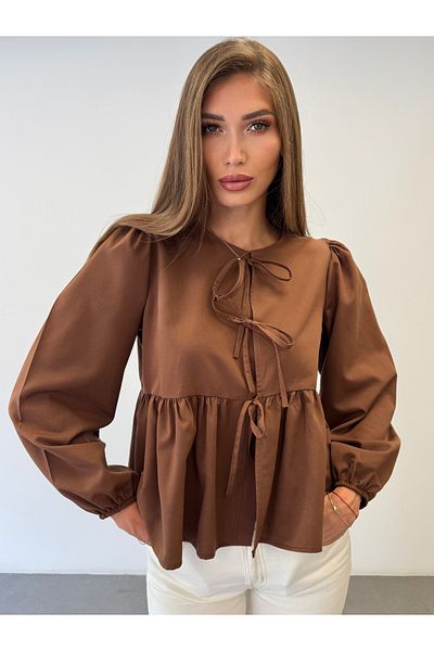 ossons Риза с панделка от памучен поплин