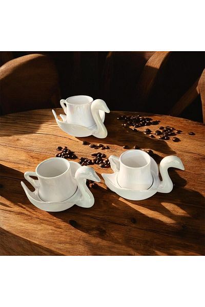 partridge store Swan Coffee Cup Set of 6