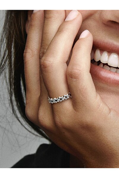 Pandora Asimetrik Yıldızlı Bant Yüzük 925 ayar gümüş - 54