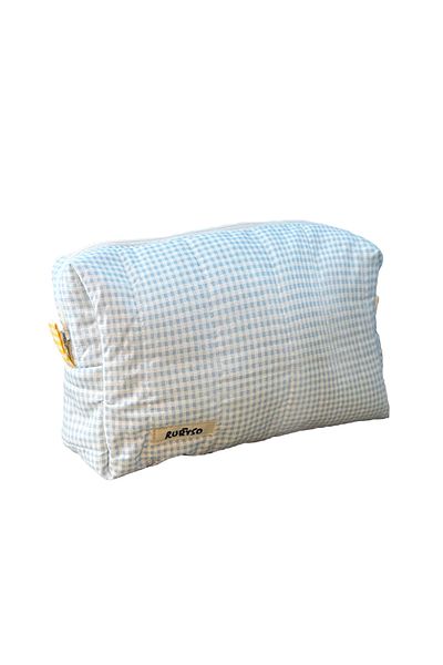 Remsa Mayo Geanta de dimensiuni mici cu model Gingham Geanta organizatoare 02 Albastru