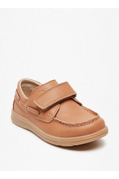 Juniors Textured Loafers with Hook and Loop Closure