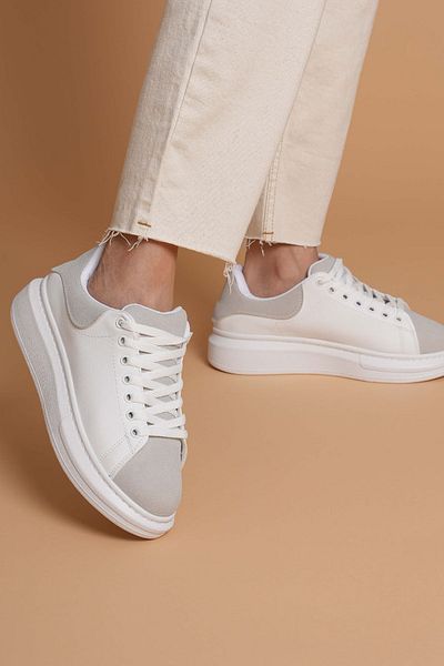 JOSEPHWORLD LT109 Pantofi de damă din piele intoarsa alb gri