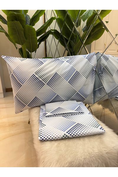micoton Patterned Double 100% Cotton Non-Elastic Sheet and Pillowcase Set