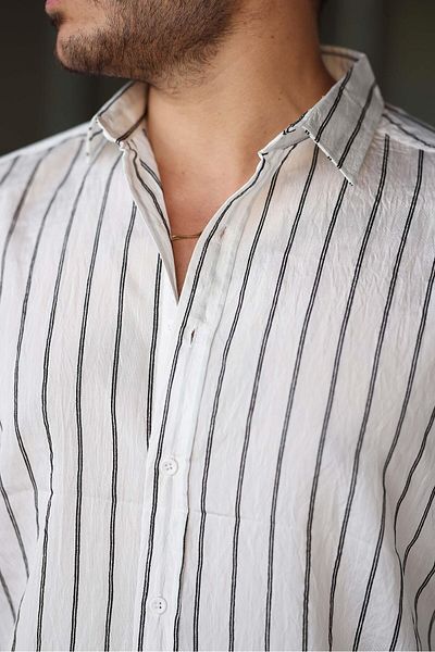 Valiberta Scorsese Striped Relaxed Fit Men's Shirt - White