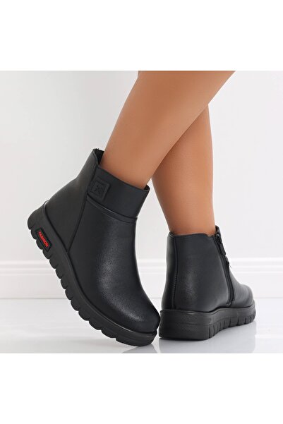 Botinelli Ghete de damă negre cu blană, din piele ecologică, Karida, mărimea 36