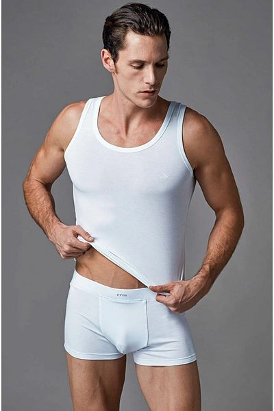Eros Combed Cotton Fashion, Men's Dowry Tank Top & Boxer Set, White