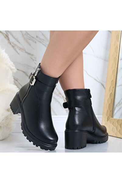 Botinelli Ghete de damă negre cu blană, din piele ecologică, Hesya, mărimea 36