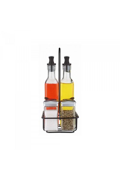 Raki Oliviera 5 piese EasyLife cu suport metalic negru 250ml,110ml MN0132100
