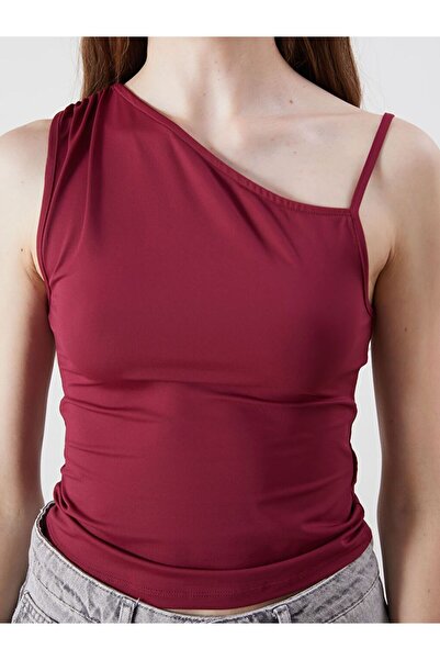 LC Waikiki XSIDE Asimetrik Yaka Drapeli Bodycon Bluz