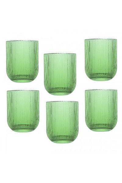 Raki Set 6 pahare sticla Bloom Green 260ml 7,5xh9,5cm