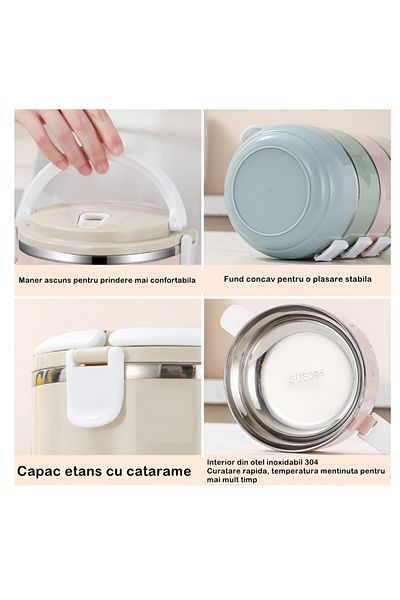 Briggs Food container, lunch box, 700 ml, stainless steel, vent valve, airtight closure, blue