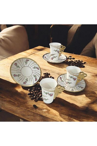 partridge store Kosova Gilded Colored Coffee Cup Set of 6