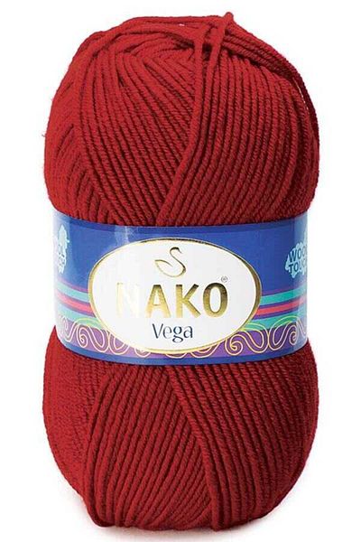 NAKO Vega Hand Knitting Yarn 10040 Dark Red