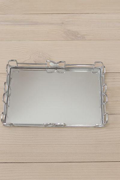 esdekor 30X20X4Cm Luxury Mirrored Metal Chrome Tray – Decorative Stylish Design – Modern Silver Color Serving & Presentation