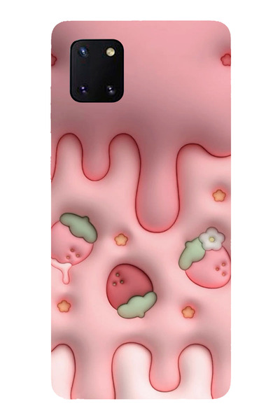 TechTree Samsung Galaxy Note 10 Lite Uyumlu Çilekli Pasta Şeffaf Silikon Kılıf