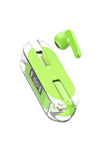 divendi-ro Căști sport bluetooth TM50, wireless, transparente, cu afișaj digital - Verde