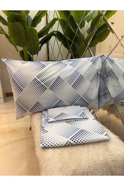 micoton Patterned Single 100% Cotton Elasticless Sheet and Pillowcase Set
