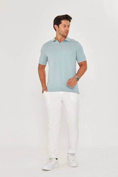 EDITION MAN Aqua Thin Summer Soft Cotton Polo Neck Knitwear Tshirt Ee100511769