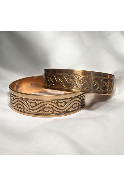 PrestigeSO Handwork Wave Pattern Pure Copper Bracelet Set Raw Copper Bracelet - Healthy Organic Design
