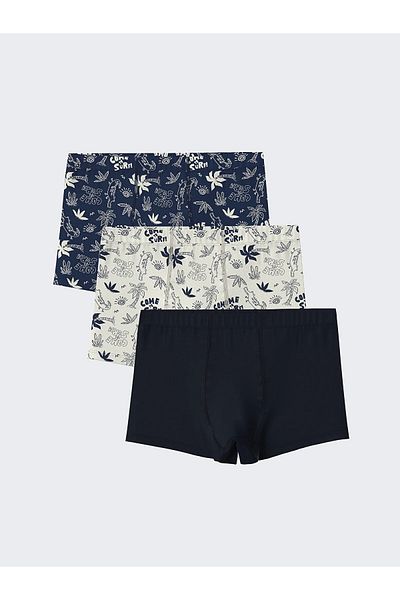 LC Waikiki Lcw Kids Navy Blue Printed Boys' Boxers 3 Pcs