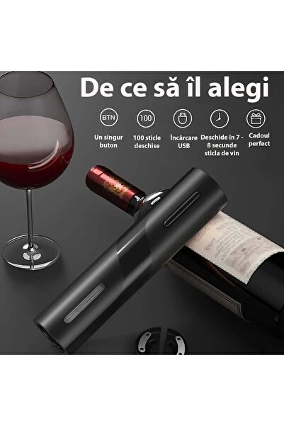 OEM Electric Tirbuson Set, 4 in 1 with Foil Cutter, Vacuum Stopper and Wine Aerator/Wine Pourer, Black