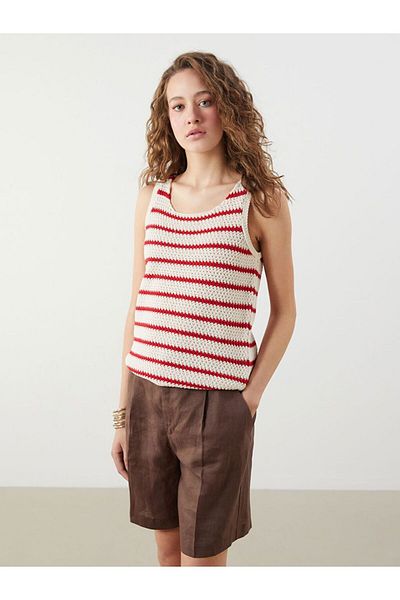 LC Waikiki Lcwaikiki Classic U-Neck Striped Women's Knitwear Tank Top