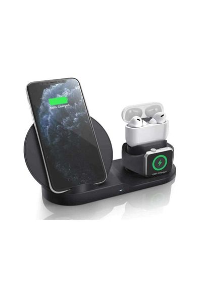 divendi-ro 3 in 1 quick charging station for phone, suitable for iPhone, Apple Watch and AirPods - Black