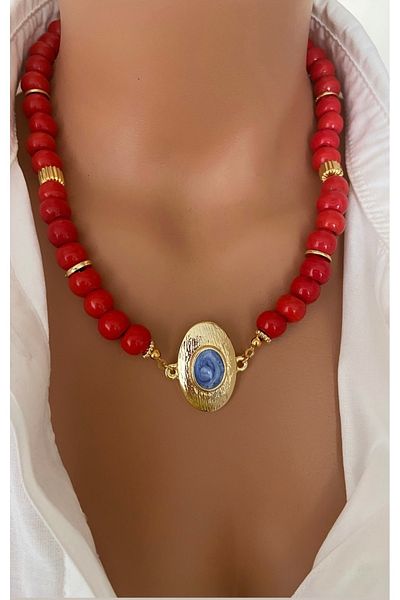 TARZ-I TAKI Red Cellar Beads Special End Necklace