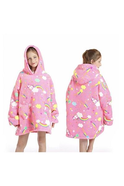 divendi-ro Paturic Sweatshirt with Stars and Rainbows, Sleeves, Hood and Pockets, One Size, Pink