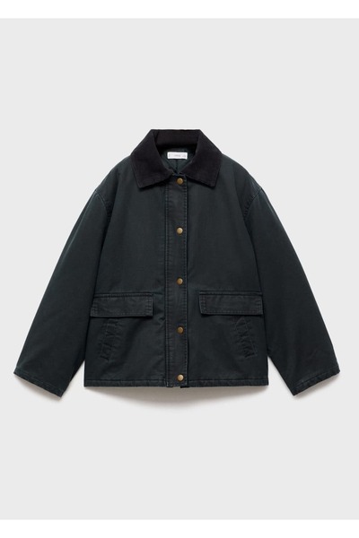 MANGO Kids Kontrast yaka denim parka