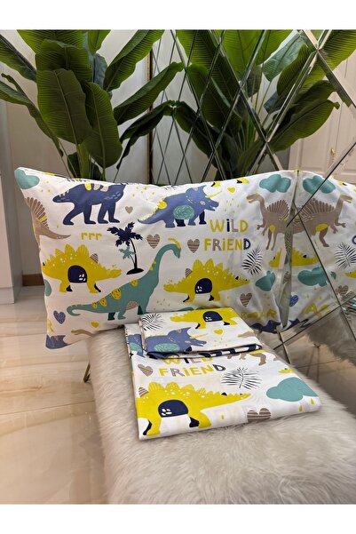 micoton Patterned Single 100% Cotton Elasticless Sheet and Pillowcase Set